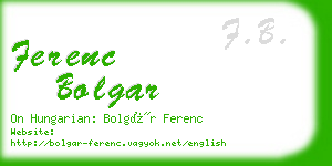 ferenc bolgar business card